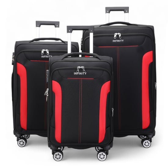 Zwarte uitbreidbare zachte koffer met 8 wielen, reisbagageset, lichte handbagage - Image 1