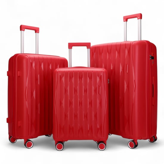 Harde rode kofferset met 8 wielen, TSA-koffer voor op reis - Image 1