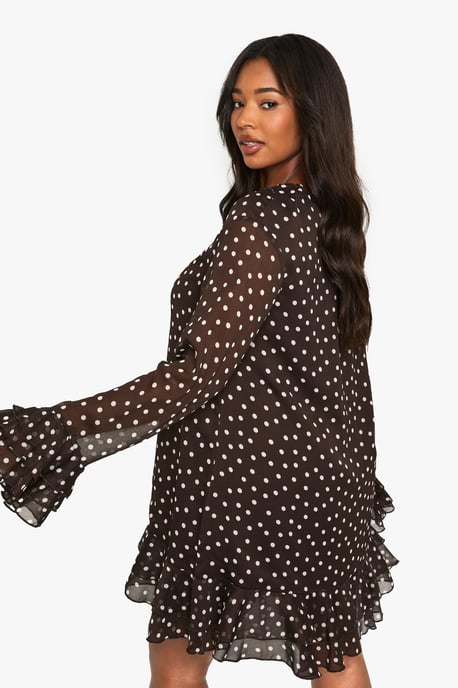 Plus Polka Dot Chiffon Smock Dress - Image 2