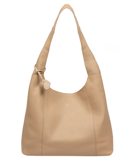 'Renata' Latte Leather Shoulder Bag - Image 2