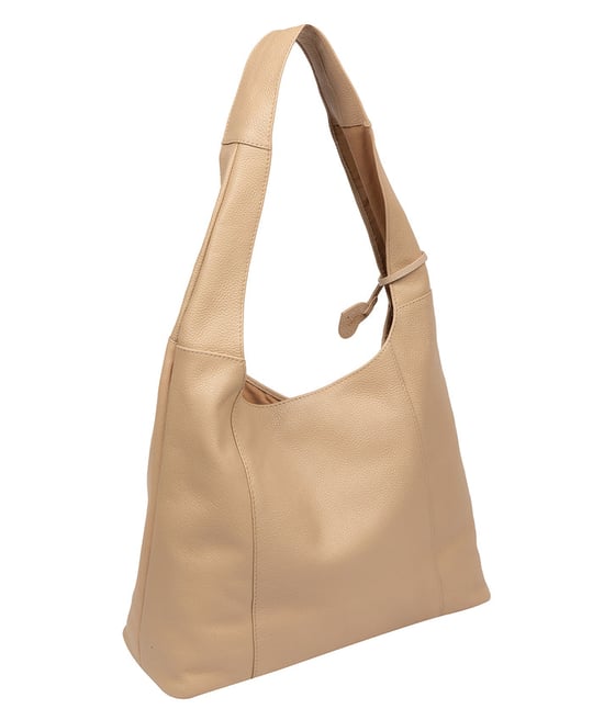 'Renata' Latte Leather Shoulder Bag - Image 3