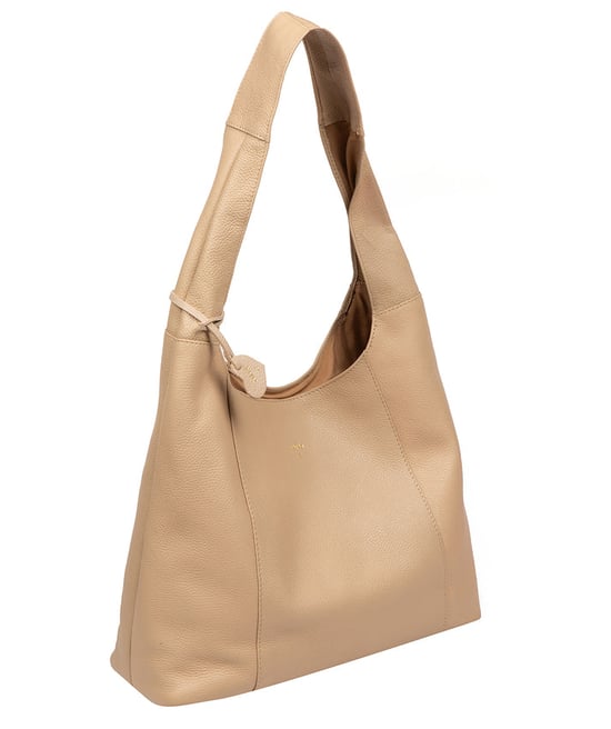 'Renata' Latte Leather Shoulder Bag - Image 5
