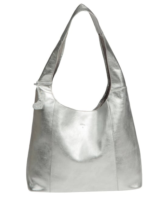 'Renata' Metallic Silver Leather Shoulder Bag - Image 2