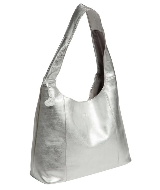 'Renata' Metallic Silver Leather Shoulder Bag - Image 3