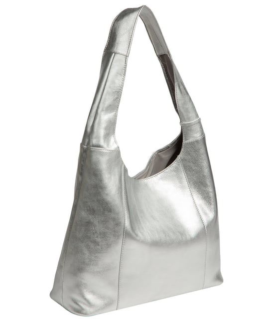 'Renata' Metallic Silver Leather Shoulder Bag - Image 4
