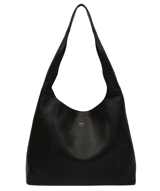 'Renata' Black Leather Shoulder Bag - Image 1