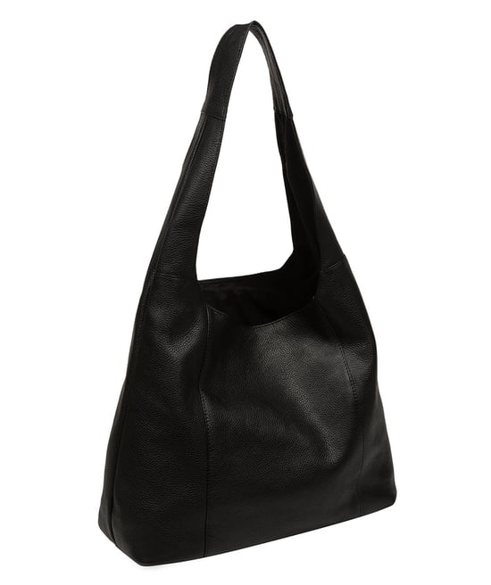 'Renata' Black Leather Shoulder Bag - Image 3