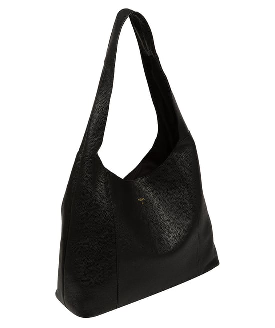 'Renata' Black Leather Shoulder Bag - Image 5