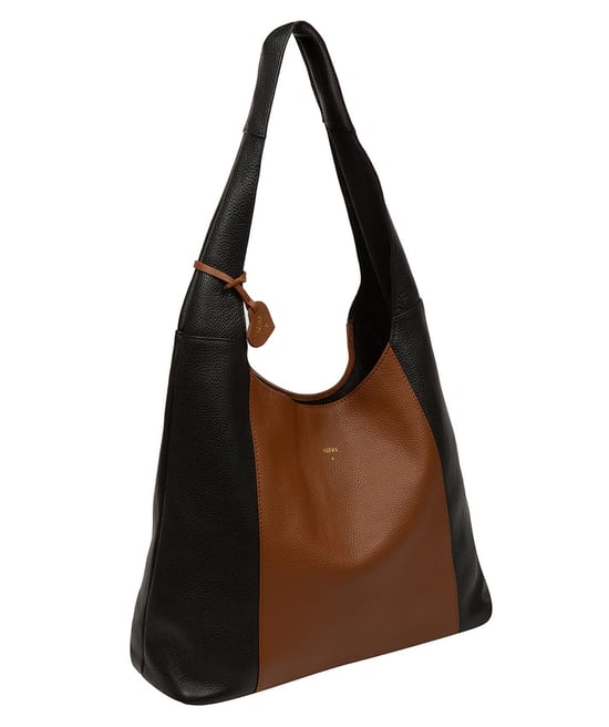 'Renata' Black & Tan Leather Shoulder Bag - Image 5