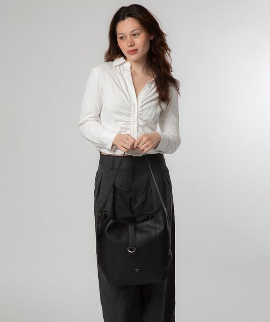 'Sofia' Black Leather Tote Bag - Image 2