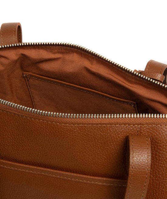 'Leonor' Tan Leather Tote Bag - Image 6
