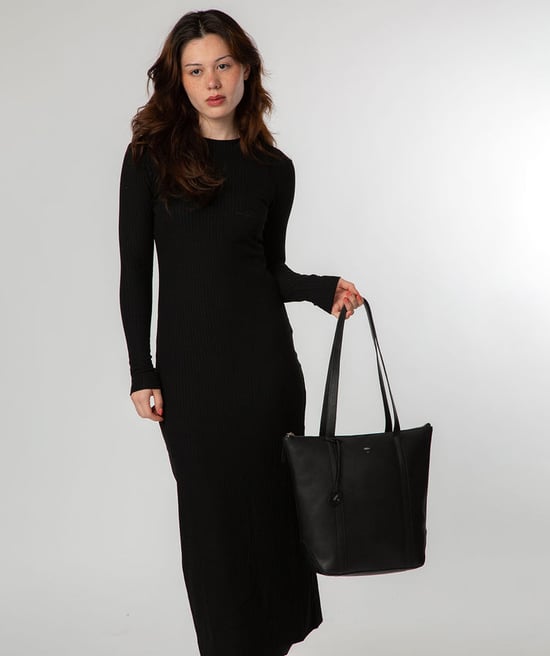 'Lara' Black Leather Tote Bag - Image 1
