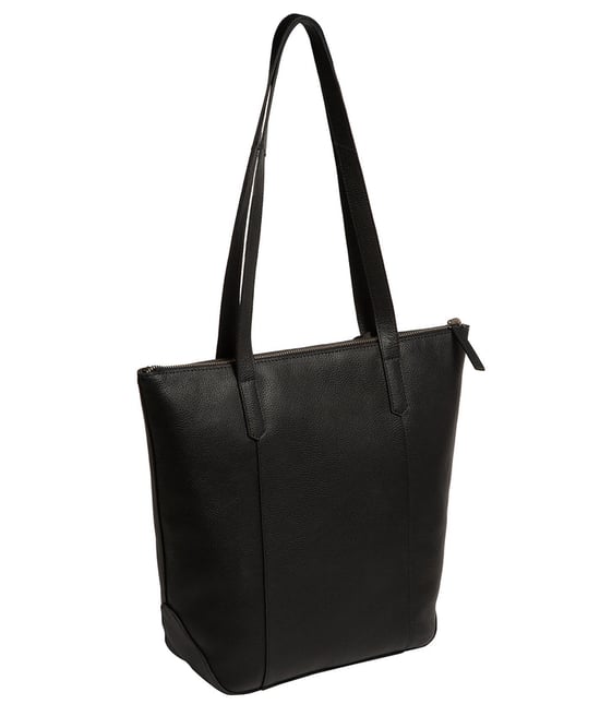 'Lara' Black Leather Tote Bag - Image 4