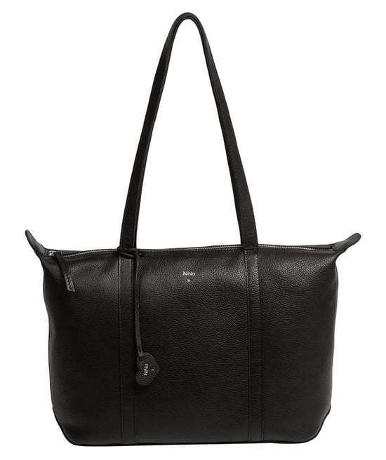 'Leonor' Black Leather Tote Bag - Image 1