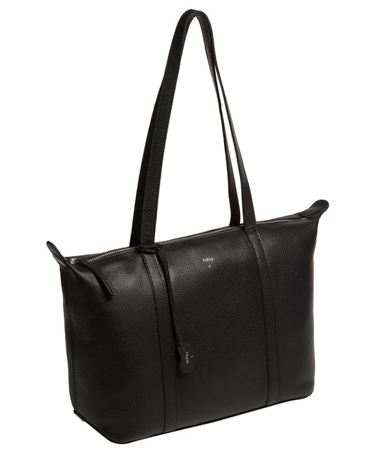 'Leonor' Black Leather Tote Bag - Image 3