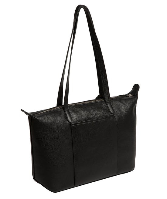 'Leonor' Black Leather Tote Bag - Image 4