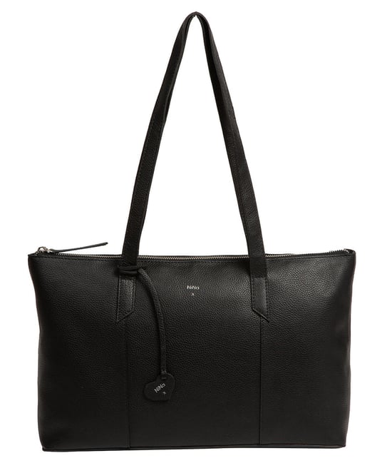 'Maria' Black Leather Tote Bag - Image 2