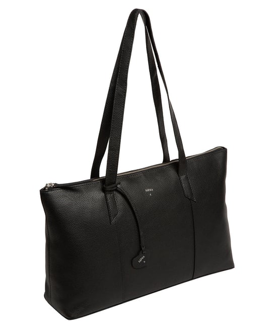 'Maria' Black Leather Tote Bag - Image 3