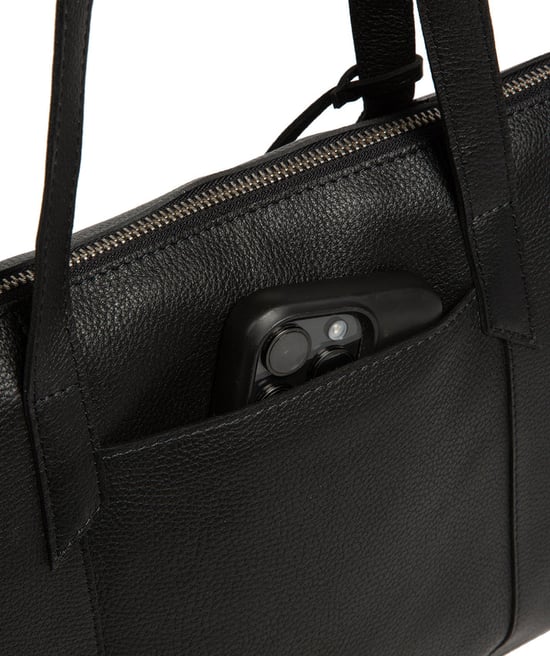 'Maria' Black Leather Tote Bag - Image 5