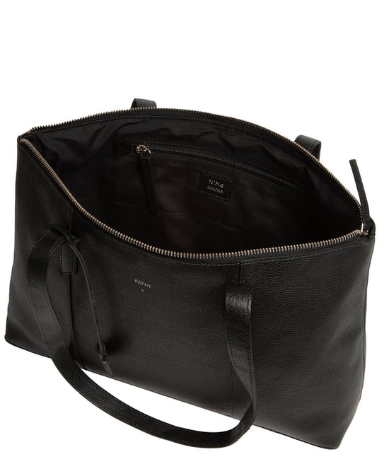 'Maria' Black Leather Tote Bag - Image 6