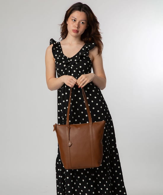 'Lara' Tan Leather Tote Bag - Image 2