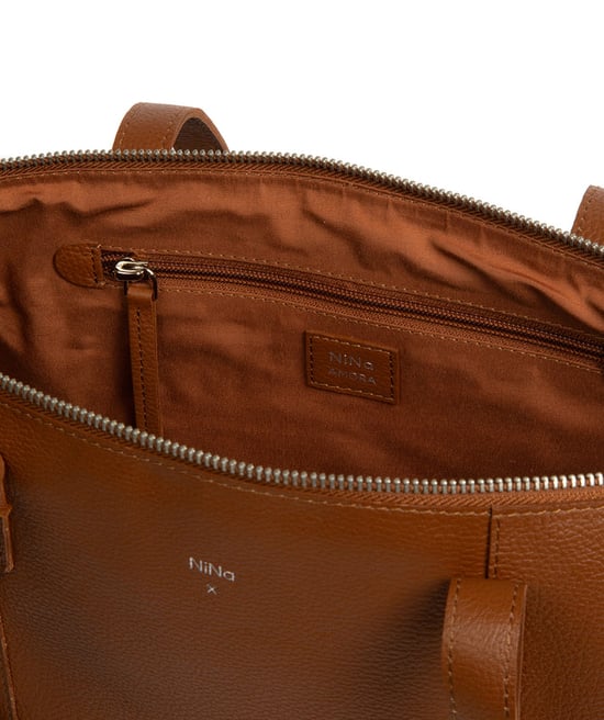 'Maria' Tan Leather Tote Bag - Image 5