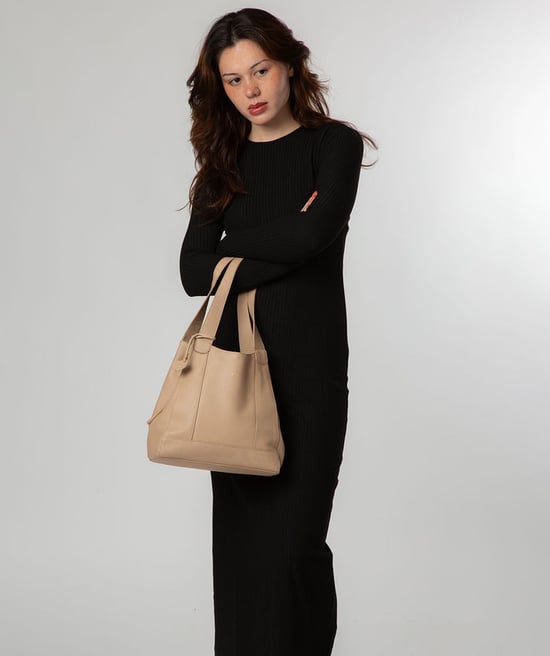 'Celeste' Latte Leather Handbag - Image 2