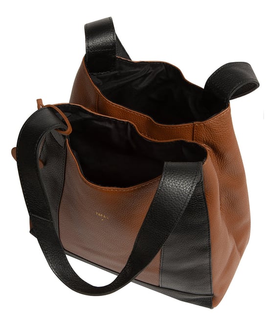 'Celeste' Black & Tan Leather Handbag - Image 5
