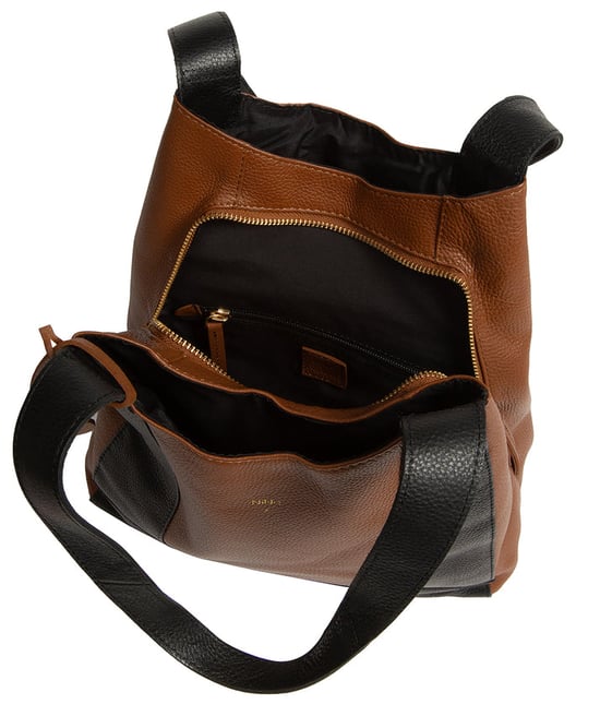 'Celeste' Black & Tan Leather Handbag - Image 6