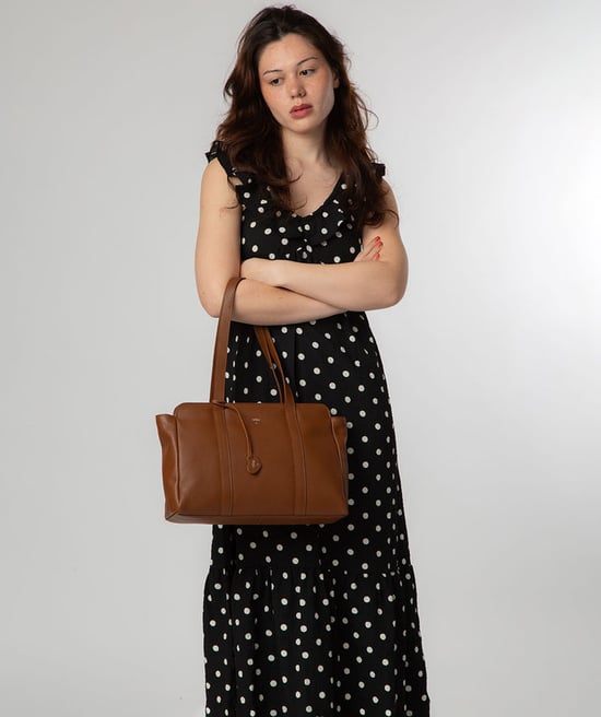 'Inês' Tan Leather Handbag - Image 2