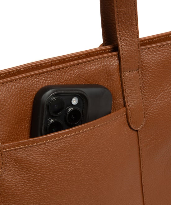 'Inês' Tan Leather Handbag - Image 5