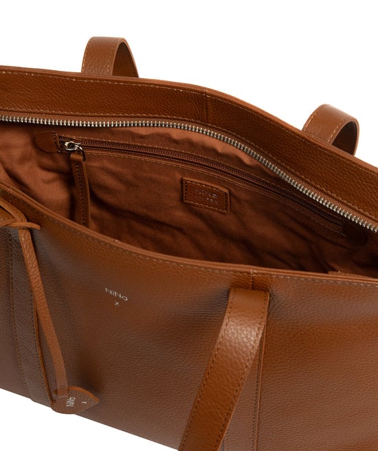 'Inês' Tan Leather Handbag - Image 6