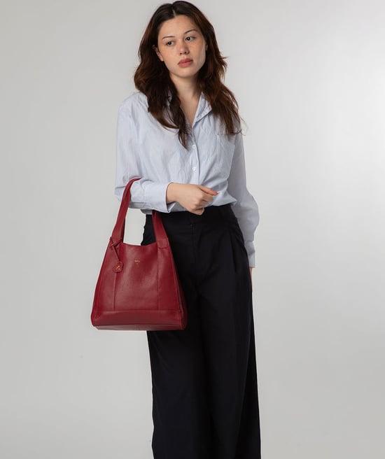 'Celeste' Darkest Red Leather Handbag - Image 2
