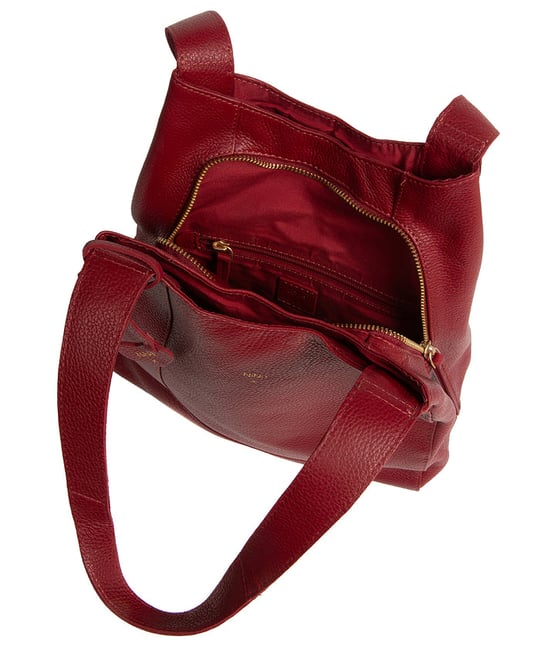 'Celeste' Darkest Red Leather Handbag - Image 6