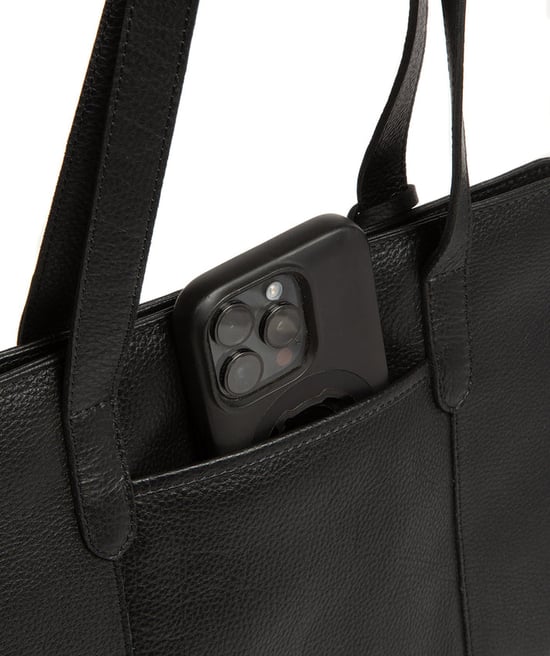 'Inês' Black Leather Handbag - Image 5