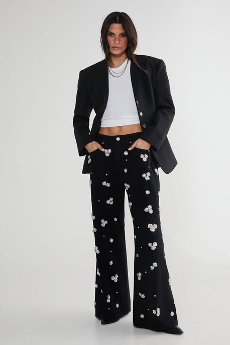 Limited Embellished Flower Applique Jean - Image 1