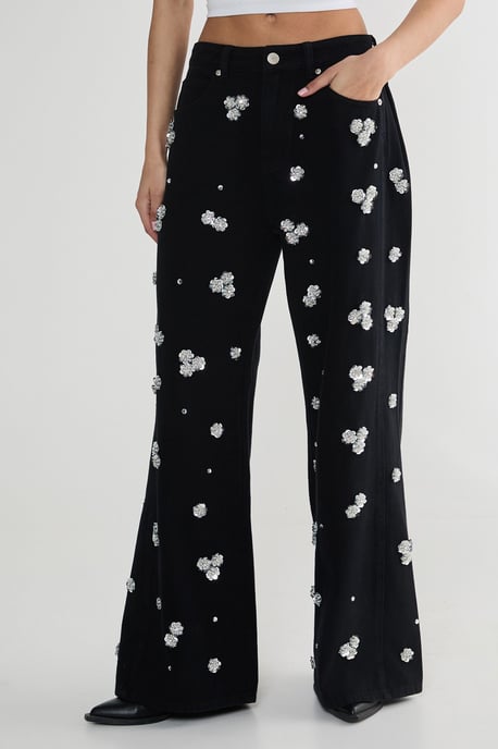 Limited Embellished Flower Applique Jean - Image 2