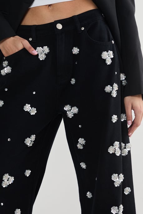 Limited Embellished Flower Applique Jean - Image 5