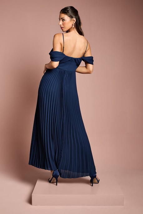 Bardot Pleated Maxi Bridesmaid Dress - Image 5