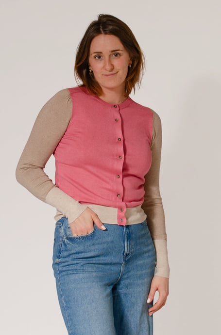 Fine Knit Block Colour Cardigan - Image 1