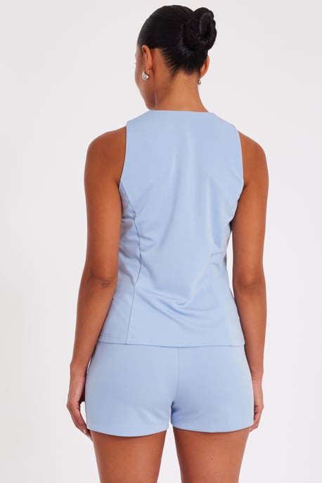 Light Blue Button Front Waistcoat - Image 3