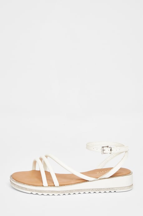 White Strappy Flat Sandals - Image 2