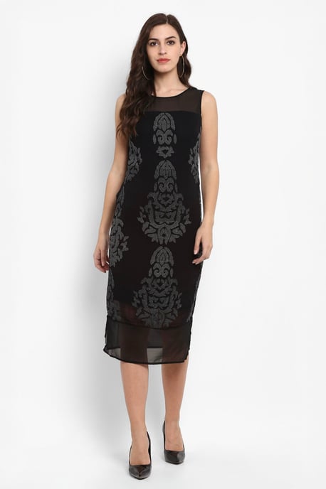 Black Beaded Sleeveless Dress - Image 1
