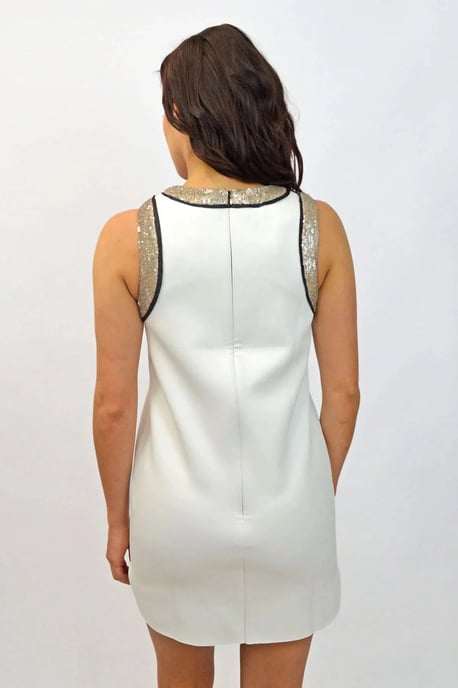 White Gold Glitter Trim Party Dress - Image 4