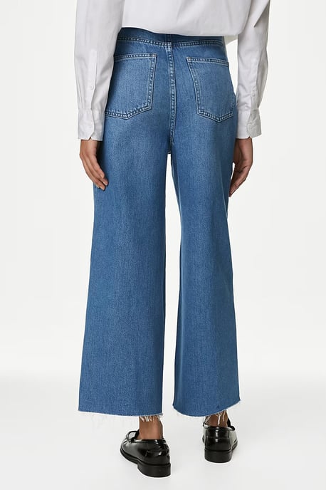 High Waist Raw Hem Wide Leg Jeans - Image 3
