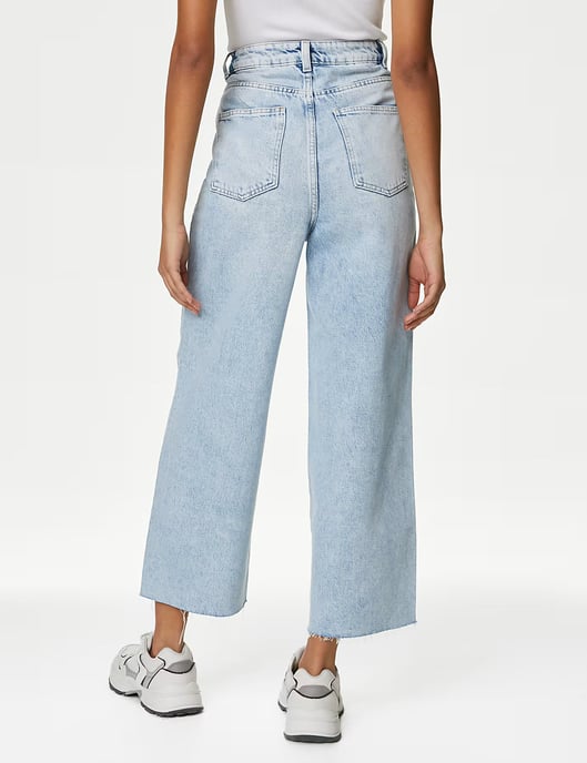High Waist Raw Hem Wide Leg Jeans - Image 3