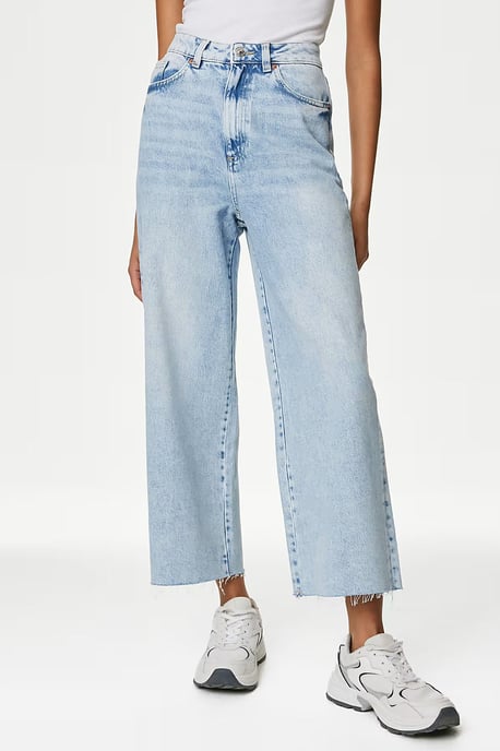 High Waist Raw Hem Wide Leg Jeans - Image 4