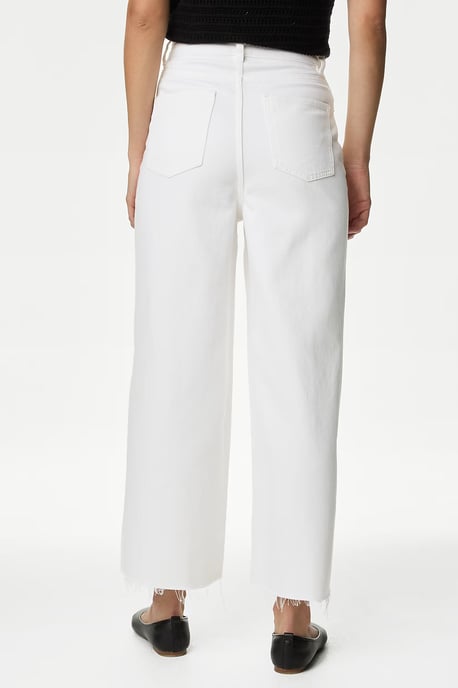 High Waist Raw Hem Wide Leg Jeans - Image 3