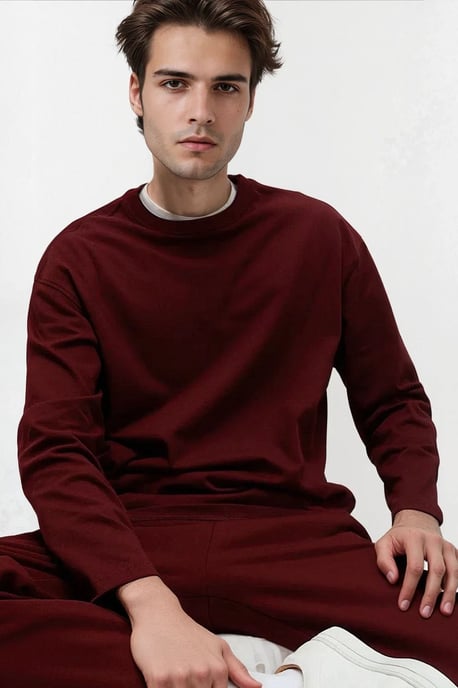 Mens Cotton Long Sleeve Oversized Top - Image 1