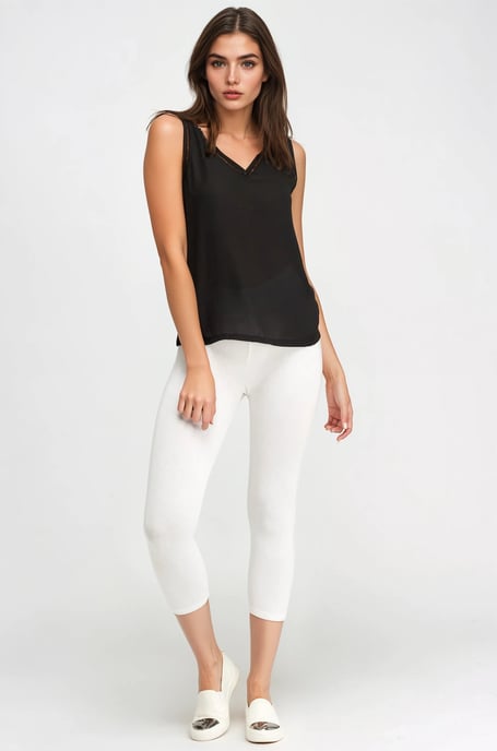 White Crop Leggings - Image 1